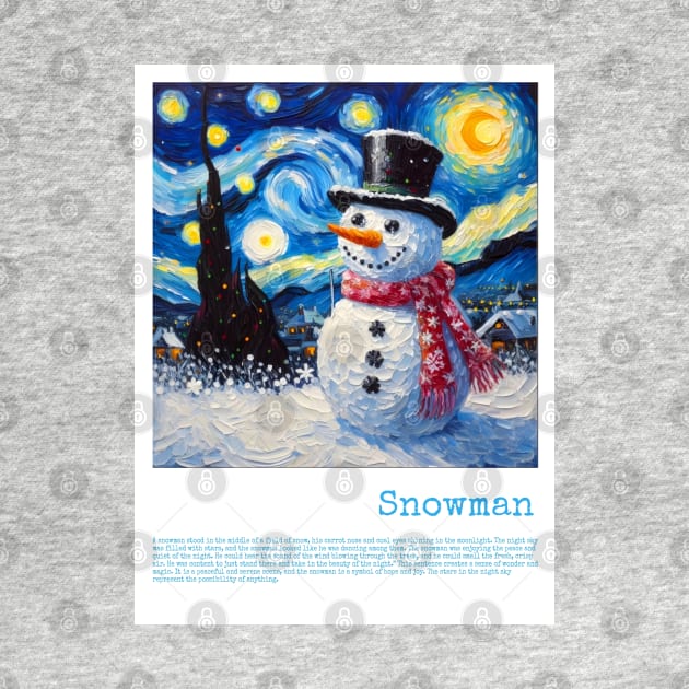 Smile Snowman in starry night by FUN GOGH